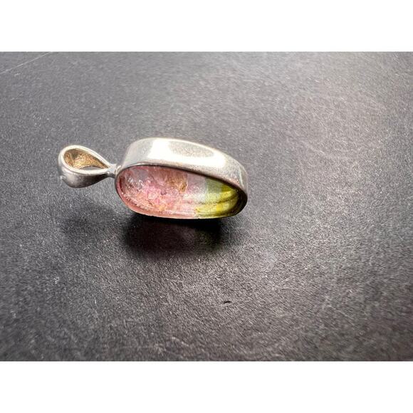 NEW Watermelon tourmaline sterling silver pendant 1.12 grams - Picture 2 of 10